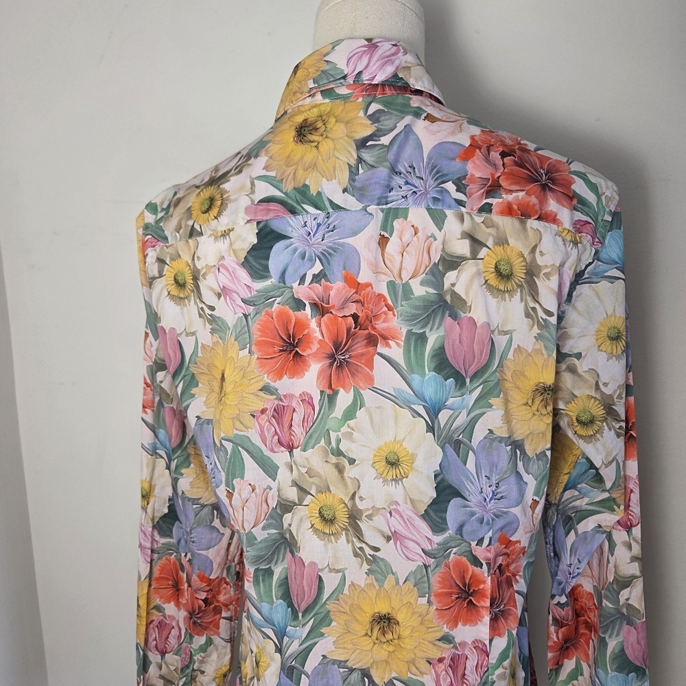 Simons Contemporaine Liberty Fabrics Colorful Floral Button Down Cotton Shirt - Picture 6 of 12